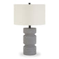 23" Gray Concrete Faceted Column Table Lamp With White Drum Shade