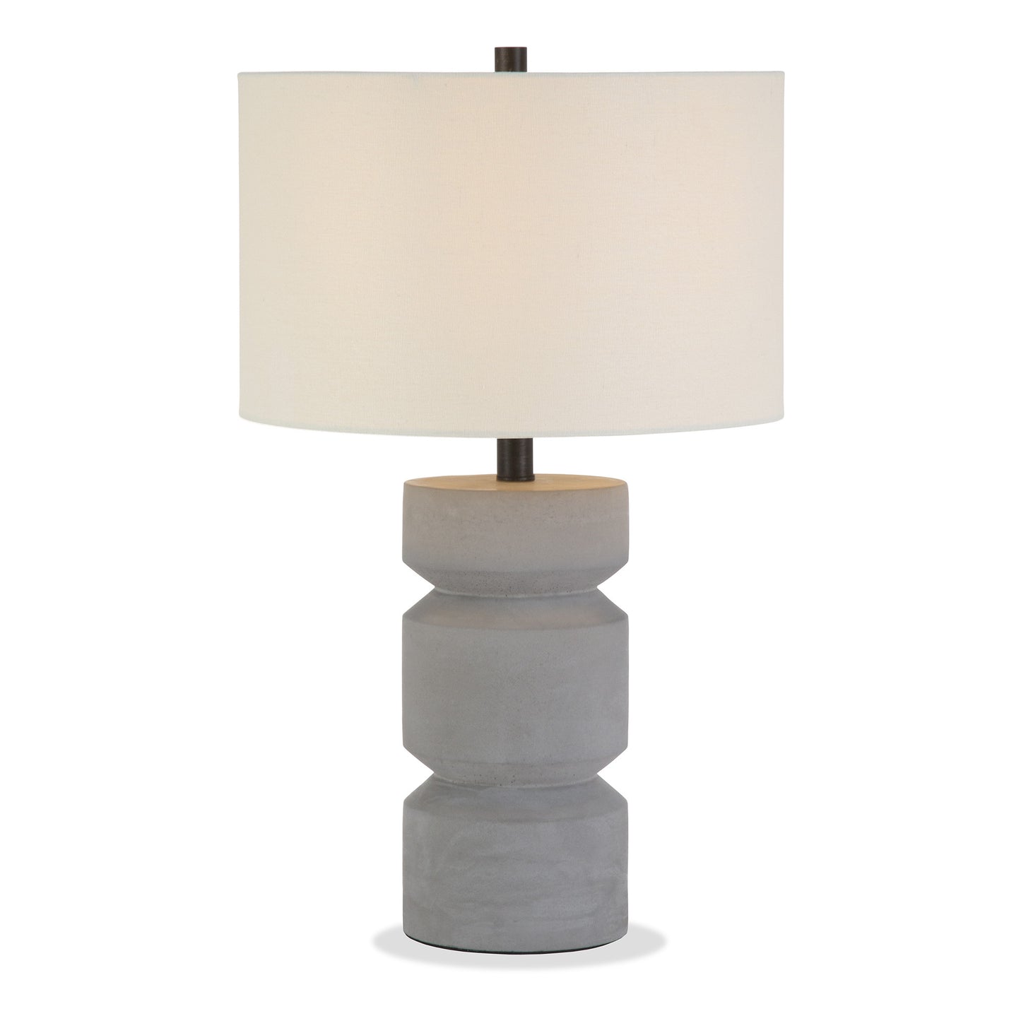 23" Gray Concrete Faceted Column Table Lamp With White Drum Shade