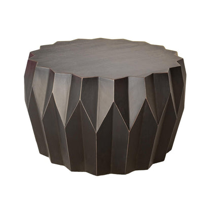 32" Black Solid Wood Free Form Drum Coffee Table
