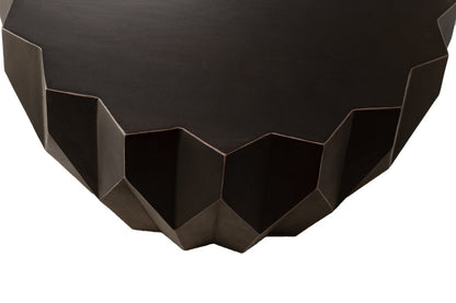 32" Black Solid Wood Free Form Drum Coffee Table