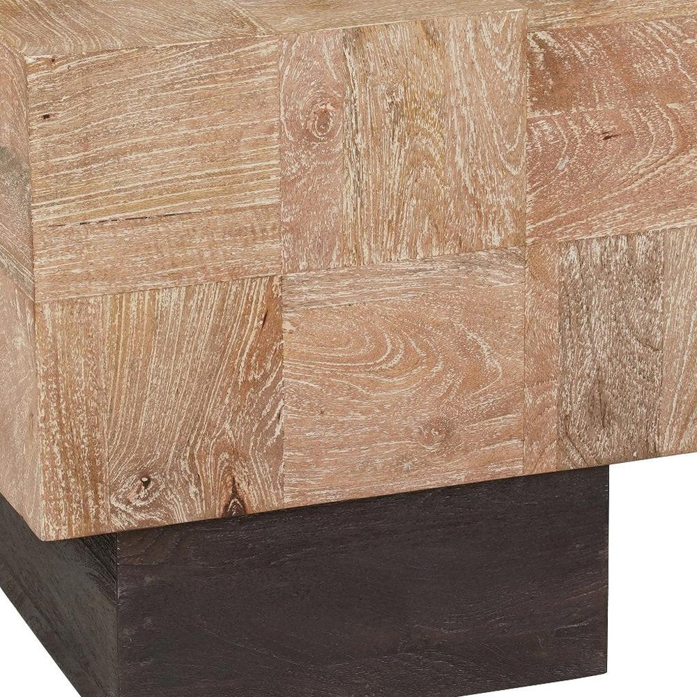 22" Black And Brown Solid Wood Square End Table