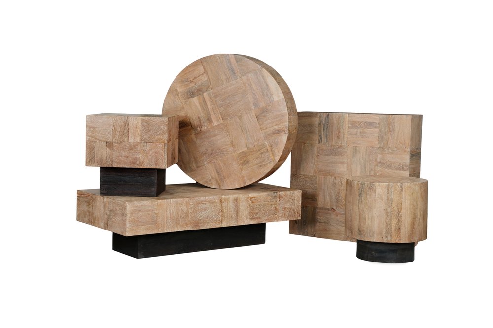 22" Black And Brown Solid Wood Square End Table