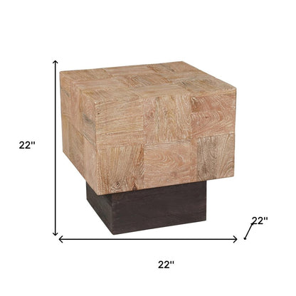 22" Black And Brown Solid Wood Square End Table