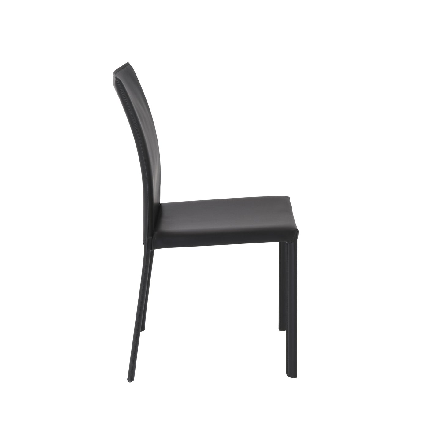 Set of Two Black Upholstered Leather Dining Side Chairs