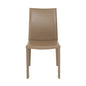 Set of Two Taupe Upholstered Leather Dining Side Chairs