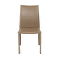 Set of Two Taupe Upholstered Leather Dining Side Chairs