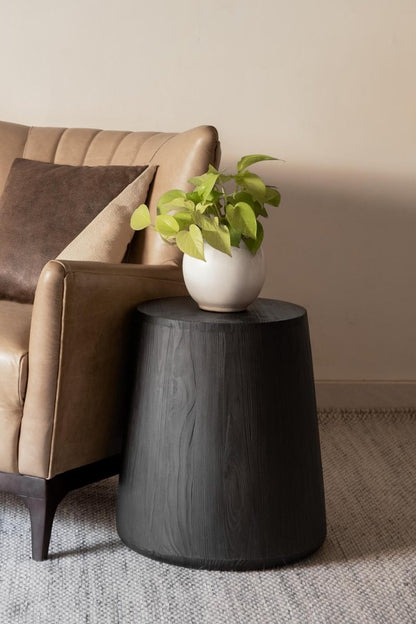 18" Ebony Solid Wood Round End Table