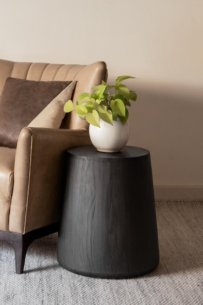18" Ebony Solid Wood Round End Table