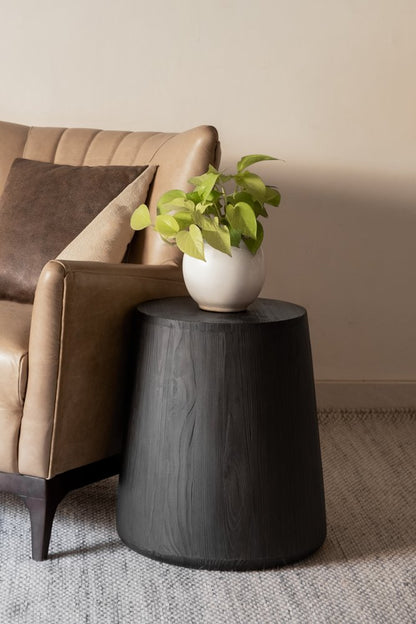 18" Ebony Solid Wood Round End Table