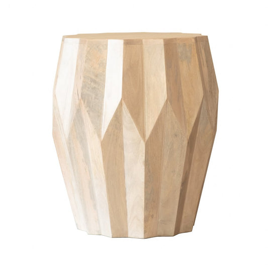 23" Natural Solid Wood Round Drum End Table