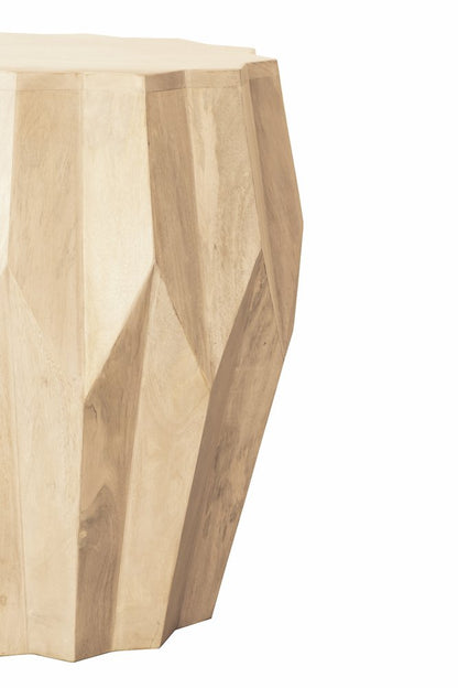 23" Natural Solid Wood Round Drum End Table