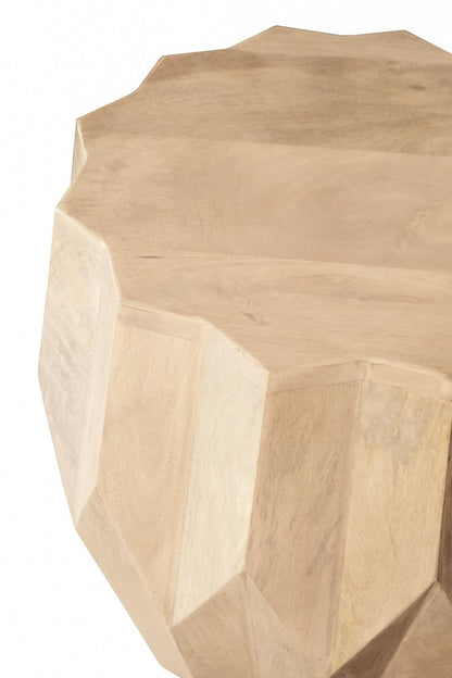 23" Natural Solid Wood Round Drum End Table
