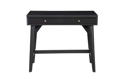 36" Black Wood Writing Desk With And Two Drawers