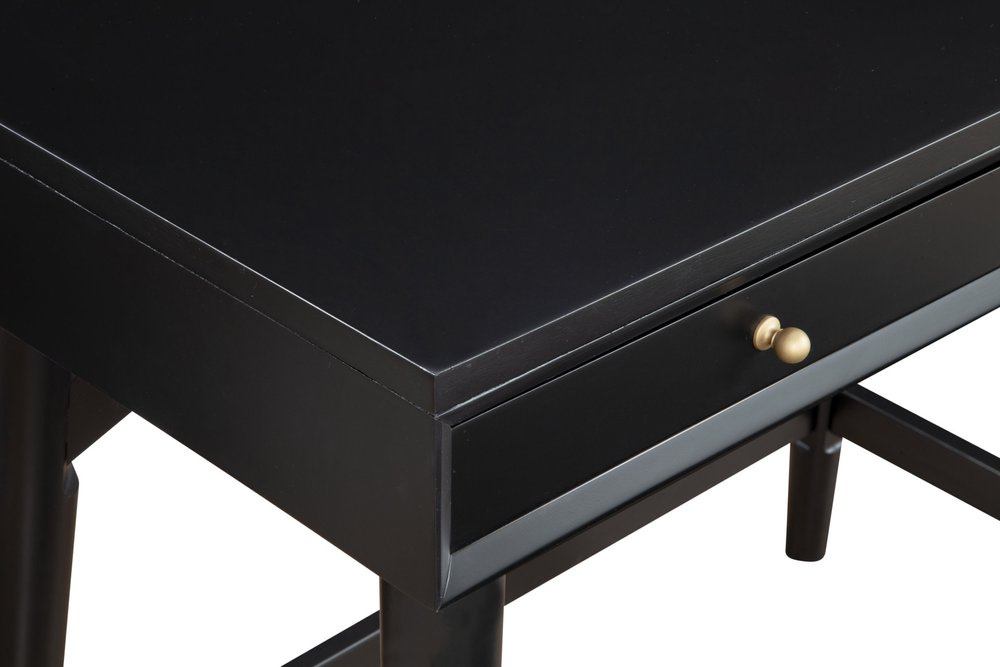 36" Black Wood Writing Desk With And Two Drawers