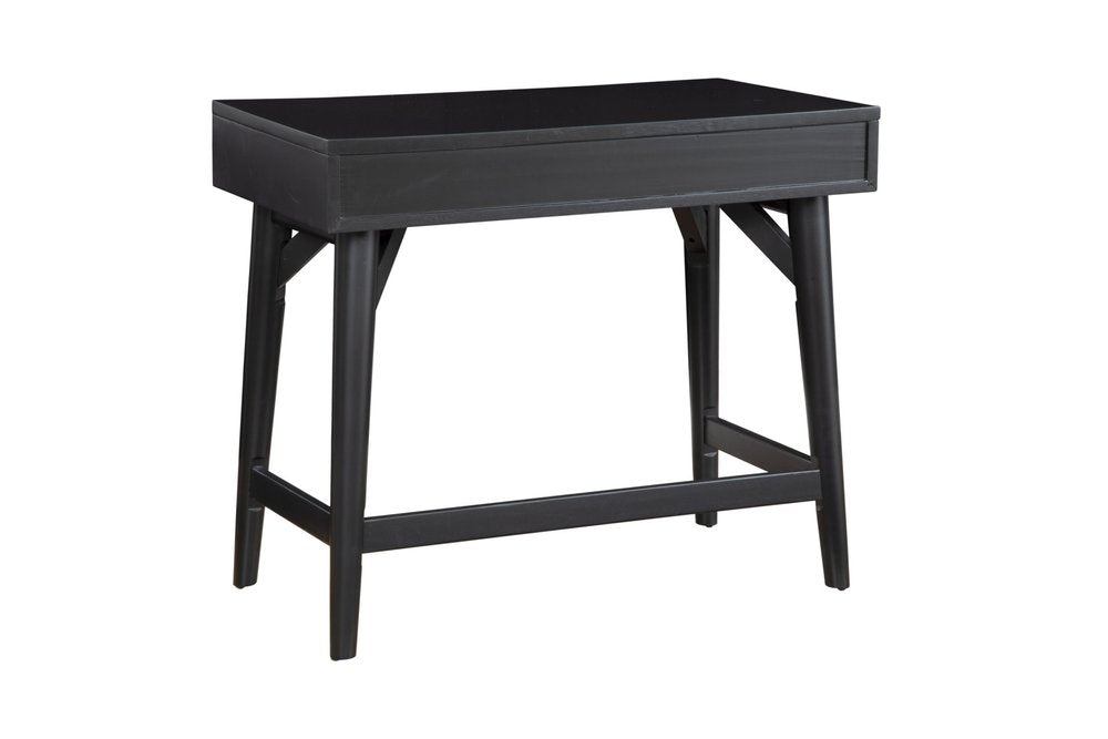 36" Black Wood Writing Desk With And Two Drawers