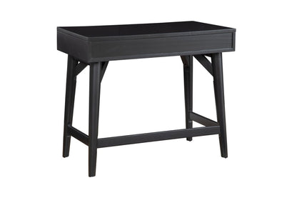 36" Black Wood Writing Desk With And Two Drawers