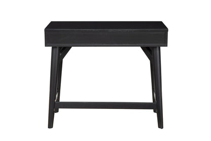 36" Black Wood Writing Desk With And Two Drawers