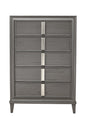 38" Gray Solid Wood Five Drawer Chest