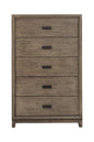32" Gray Solid Wood Five Drawer Dresser