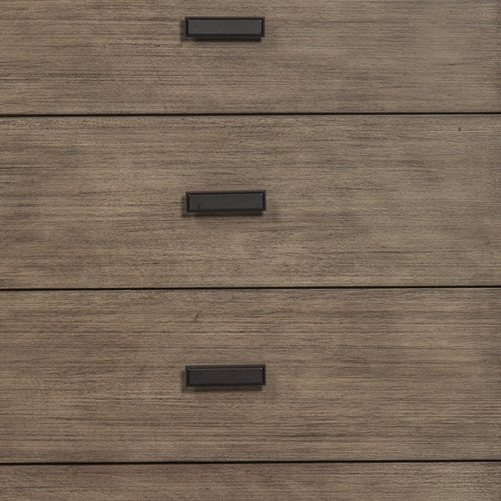 32" Gray Solid Wood Five Drawer Dresser