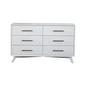 56" White Solid Wood Six Drawer Double Dresser