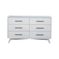 56" White Solid Wood Six Drawer Double Dresser
