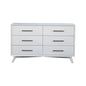 56" White Solid Wood Six Drawer Double Dresser
