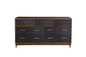 62" Brown And Black Solid Wood Seven Drawer Double Dresser