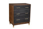 33" Brown and Black Solid Wood Three Drawer Chest