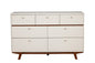 56" Brown And White Solid Wood Seven Drawer Double Dresser