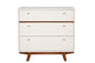 36" Brown And White Solid Wood Three Drawer Dresser