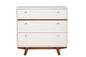36" Brown and White Solid Wood Three Drawer Chest
