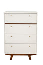 30" Brown and White Solid Wood Four Drawer Chest