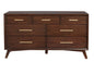 60" Brown Solid Wood Seven Drawer Double Dresser