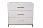 36" White Solid Wood Three Drawer Chest