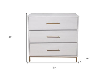 36" White Solid Wood Three Drawer Dresser