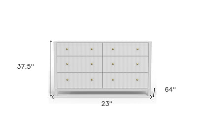 61" White Solid Wood Six Drawer Double Dresser