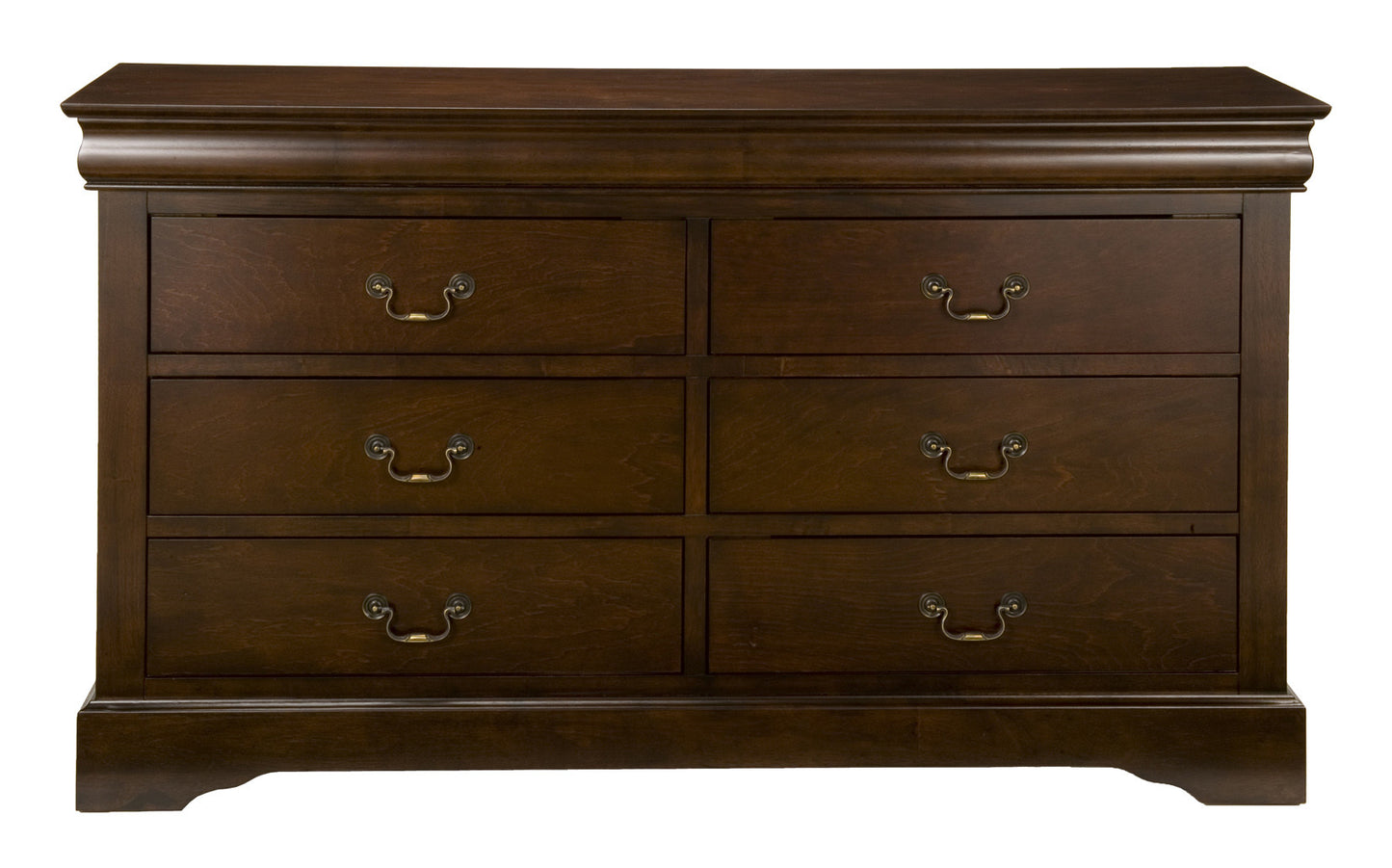 60" Brown Solid Wood Six Drawer Double Dresser