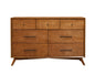 56" Brown Solid Wood Seven Drawer Double Dresser