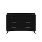 56" Black Solid Wood Seven Drawer Double Dresser