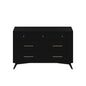 56" Black Solid Wood Seven Drawer Double Dresser