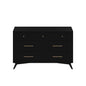 56" Black Solid Wood Seven Drawer Double Dresser