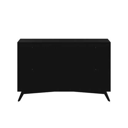 56" Black Solid Wood Seven Drawer Double Dresser