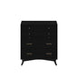 38" Black Solid Wood Four Drawer Chest