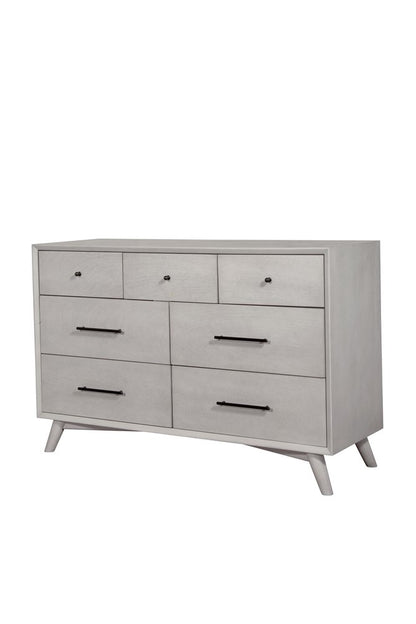 56" Gray Solid Wood Seven Drawer Double Dresser