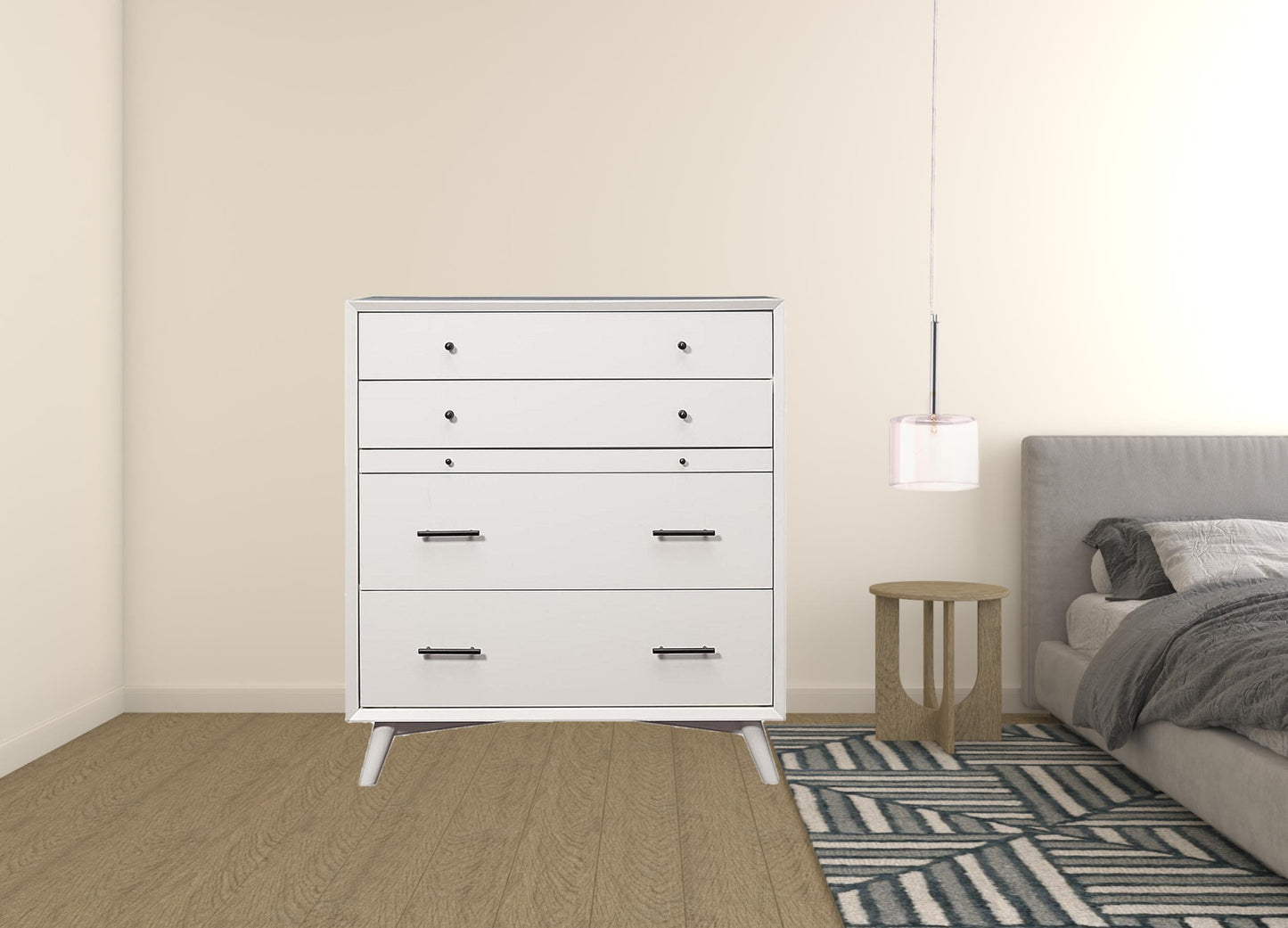 38" White Solid Wood Four Drawer Chest