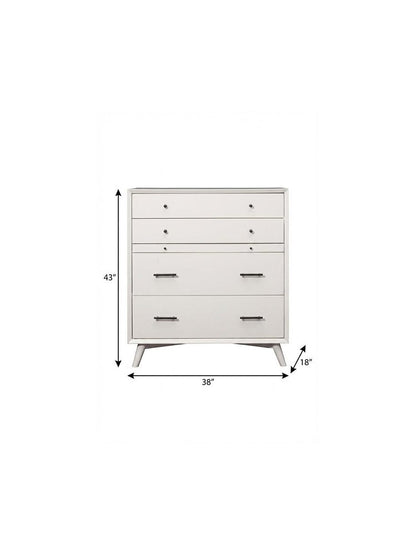 38" White Solid Wood Four Drawer Chest