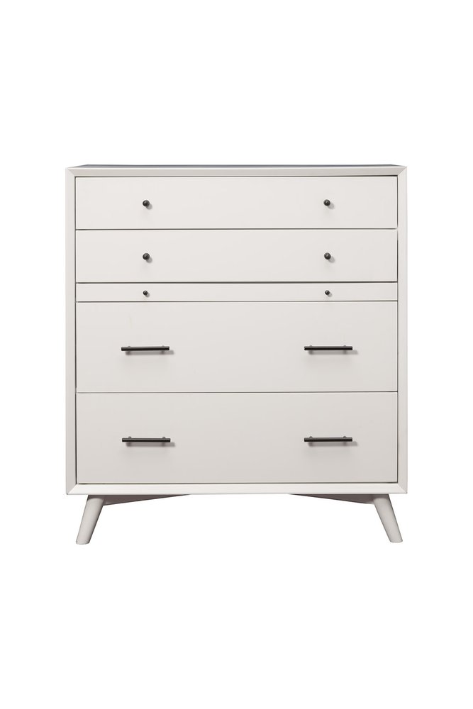 38" White Solid Wood Four Drawer Dresser