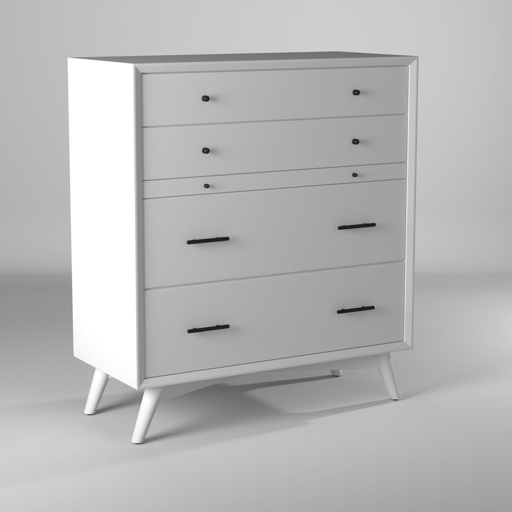 38" White Solid Wood Four Drawer Dresser