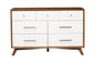 56" Brown and White Solid Wood Seven Drawer Double Dresser